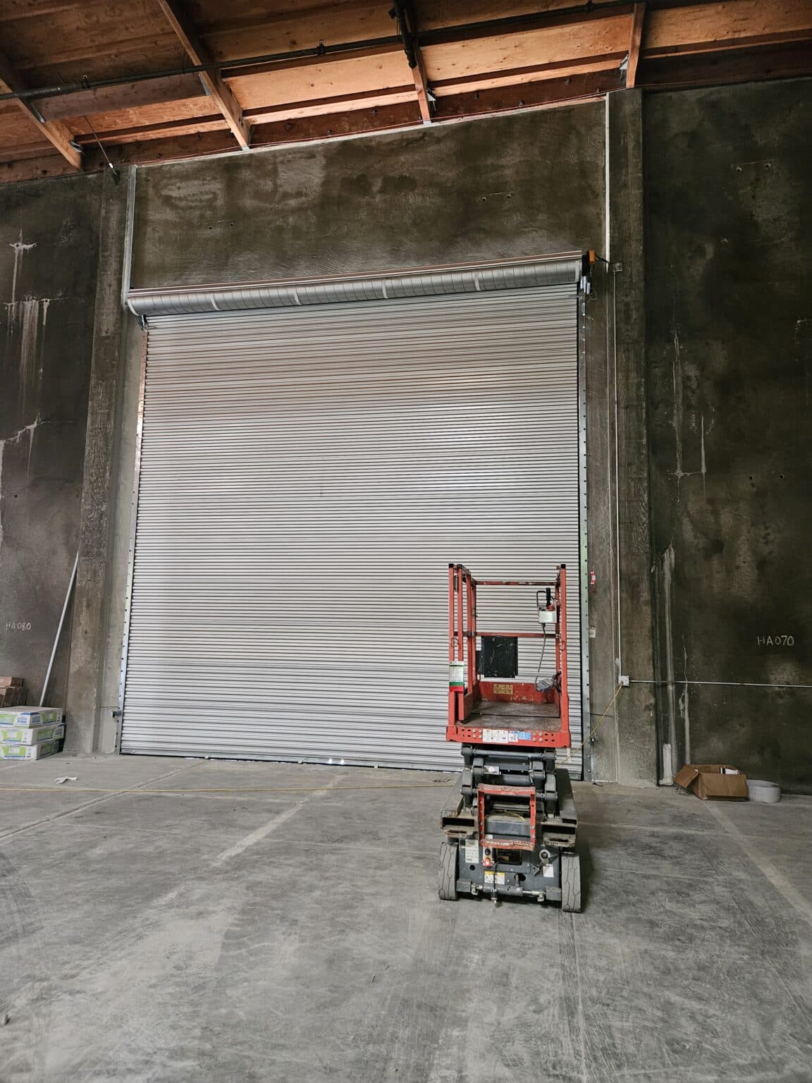 Commercial silver Rollup garage Door in Ca